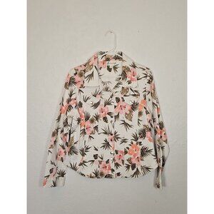 Tanzara Woman’s Size L Long Sleeve Snap Up Flora Print Jacket